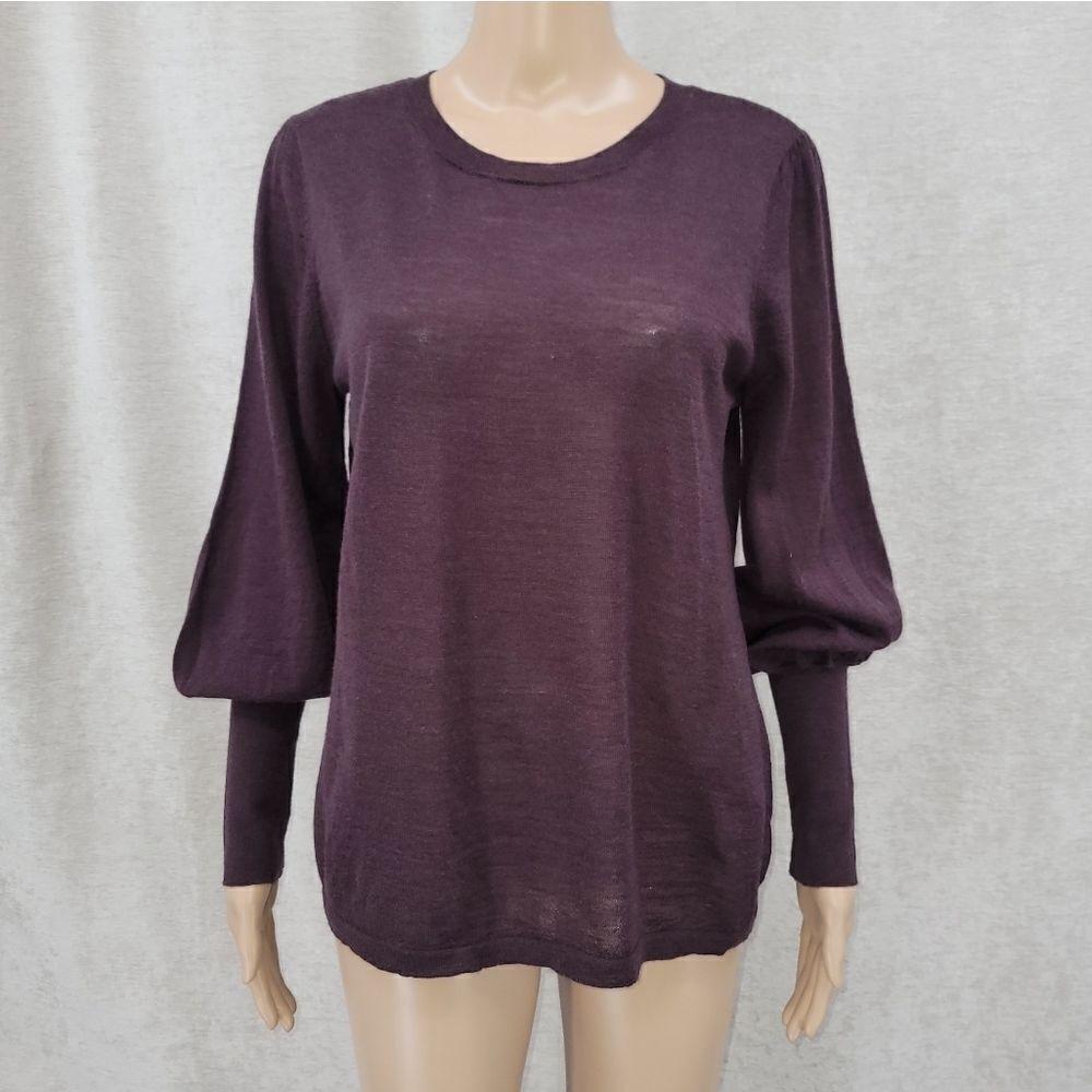 Alex Marie Merino Wool Kyra Ballon Sleeve Expresso Brown Women's M NEW